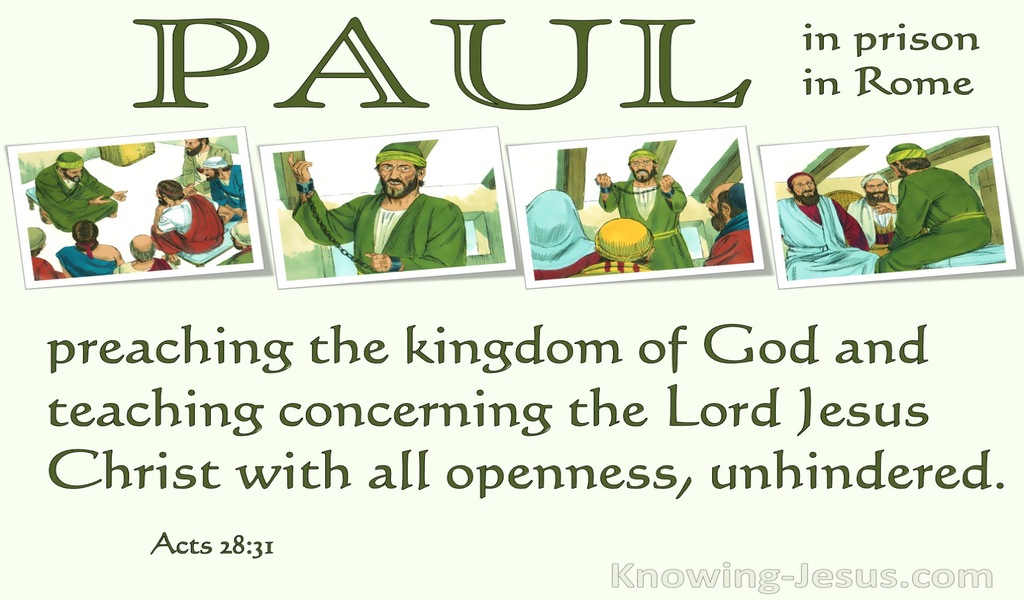 Acts 28:31 Preaching the Kingdom of God (green)